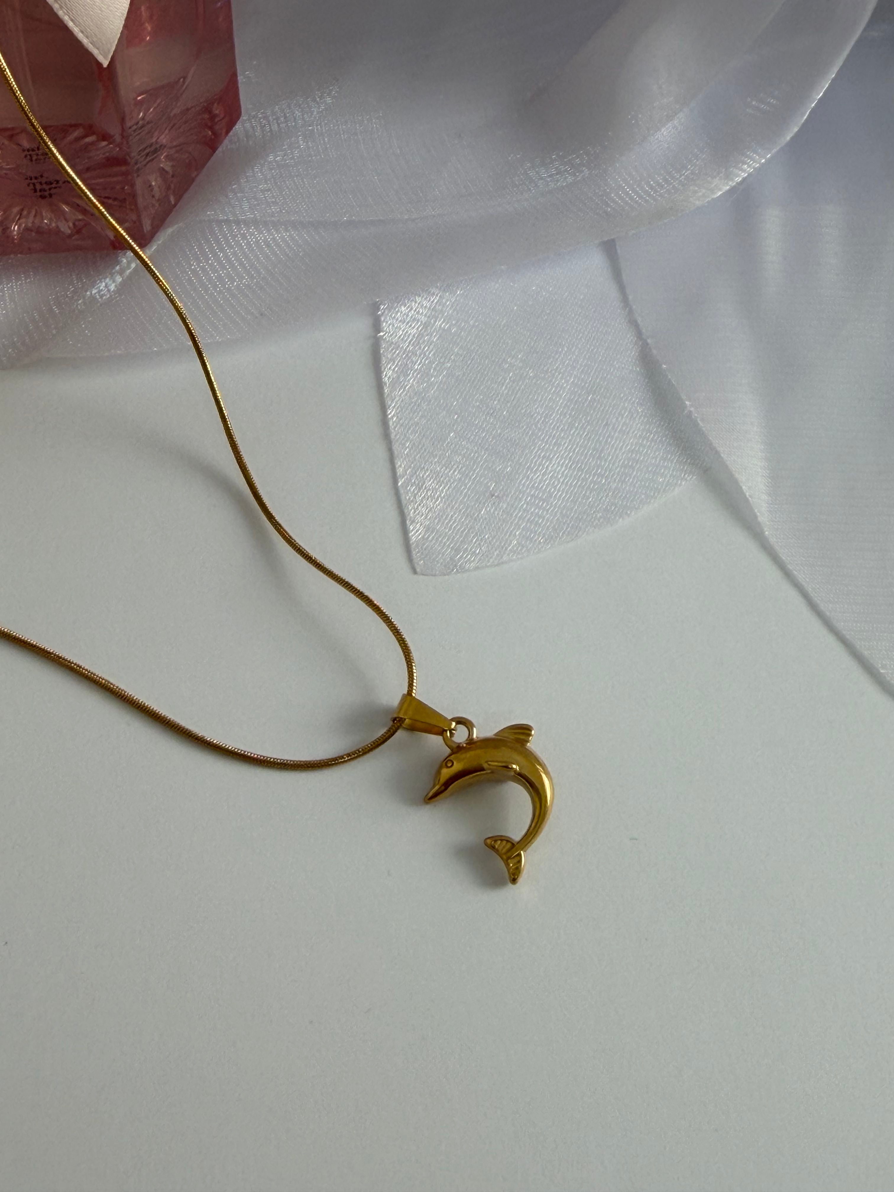 Golden Dolphin Charm Necklace
