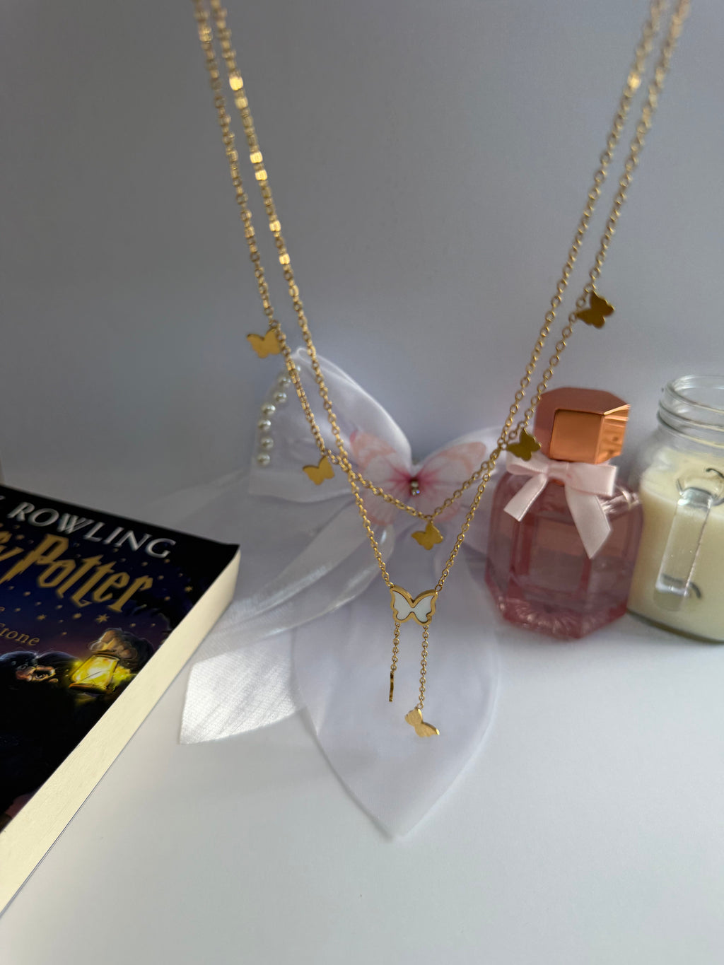 Golden Butterfly Layered Necklace