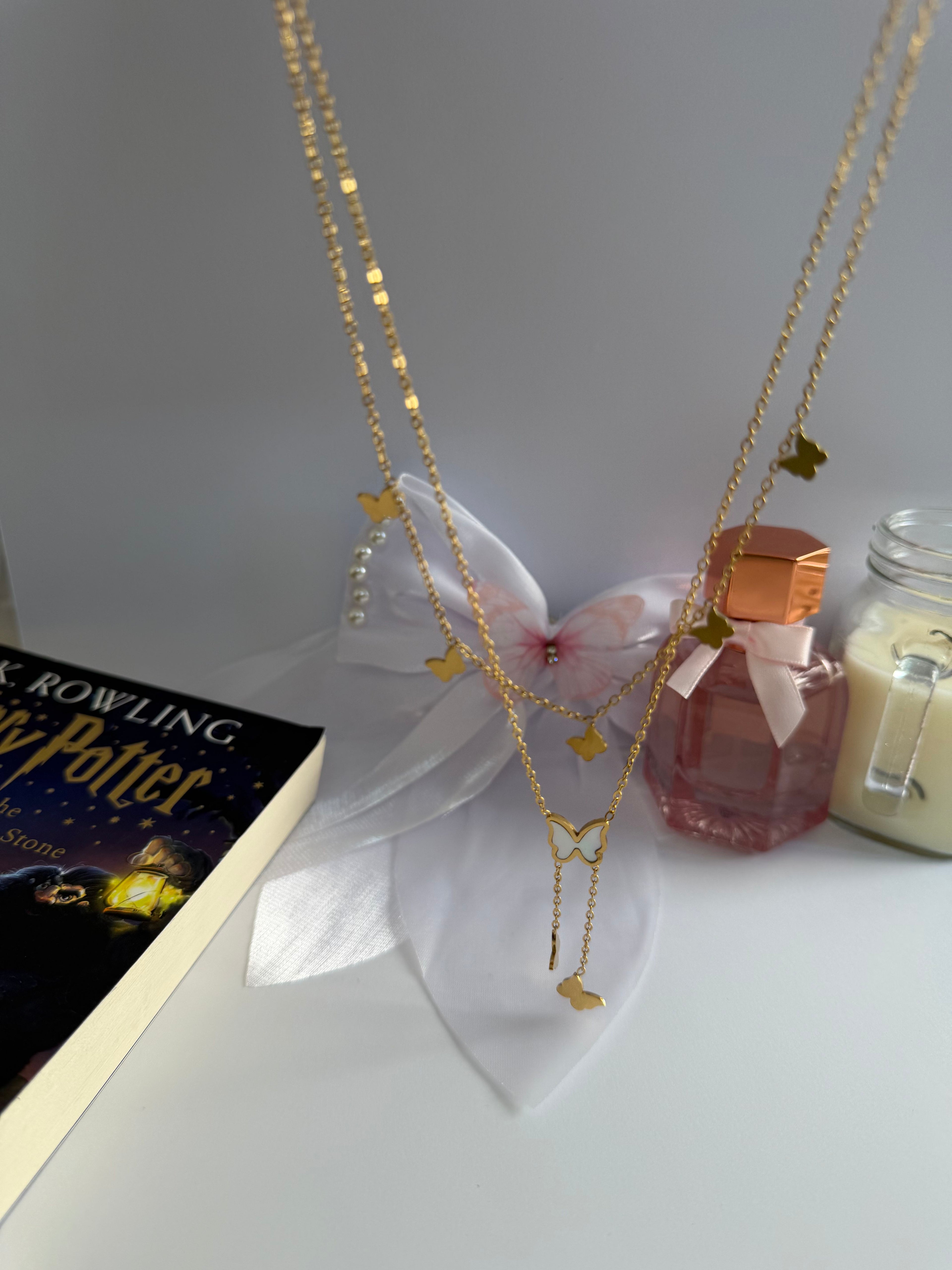 Golden Butterfly Layered Necklace