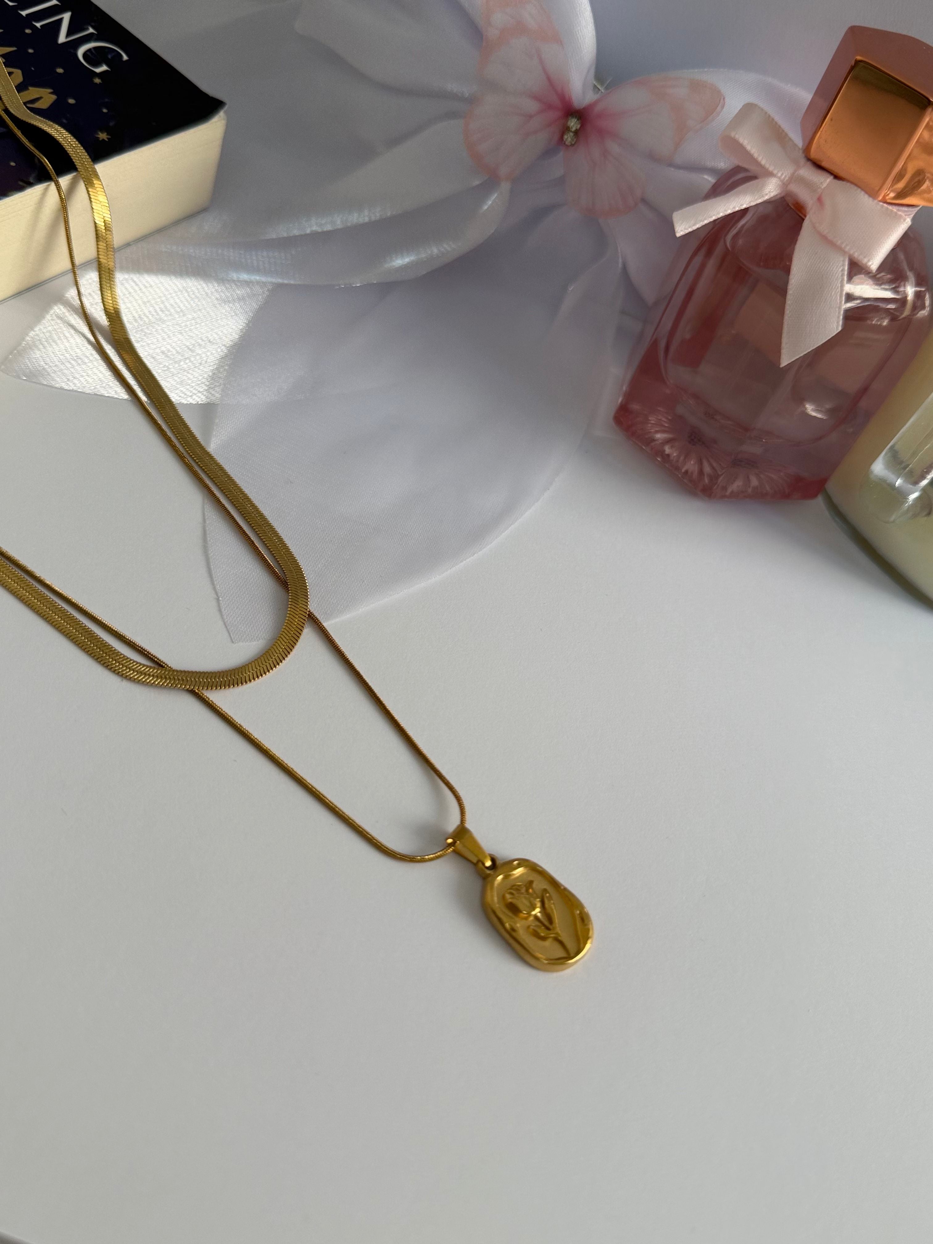 Golden Layered Rose Necklace