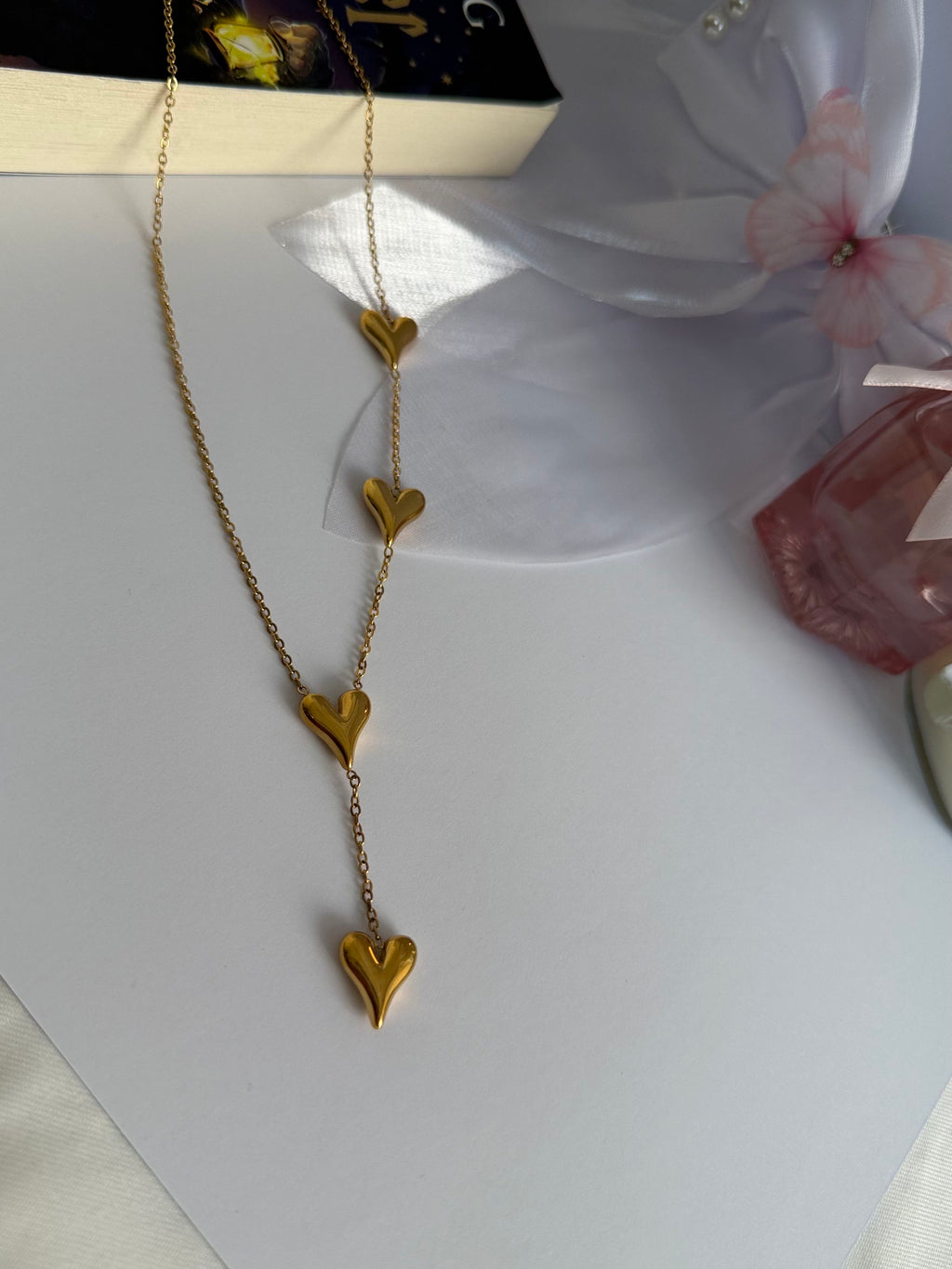 Golden Heart Drop Necklace