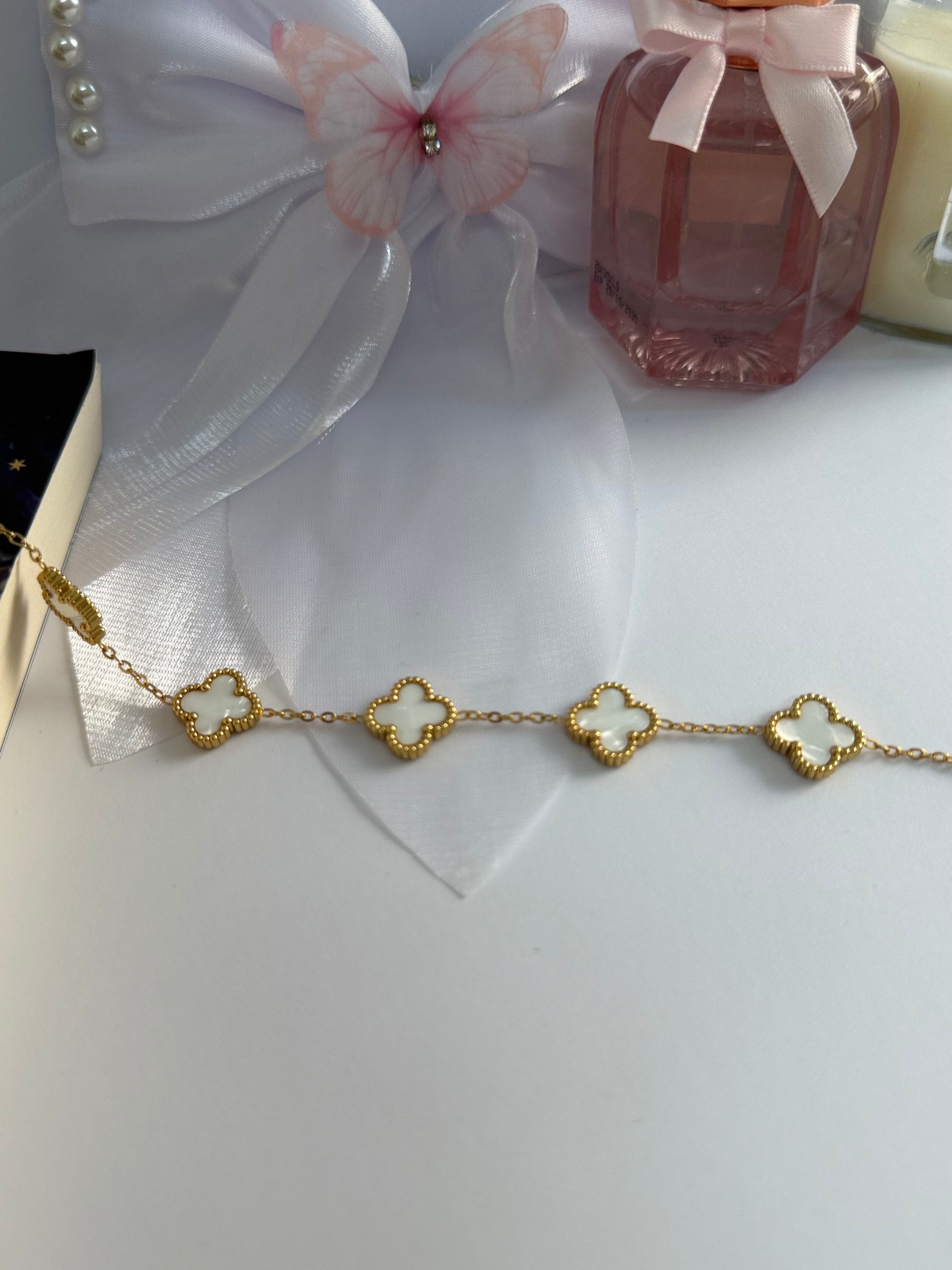 Pearl Clover Bracelet White Gold