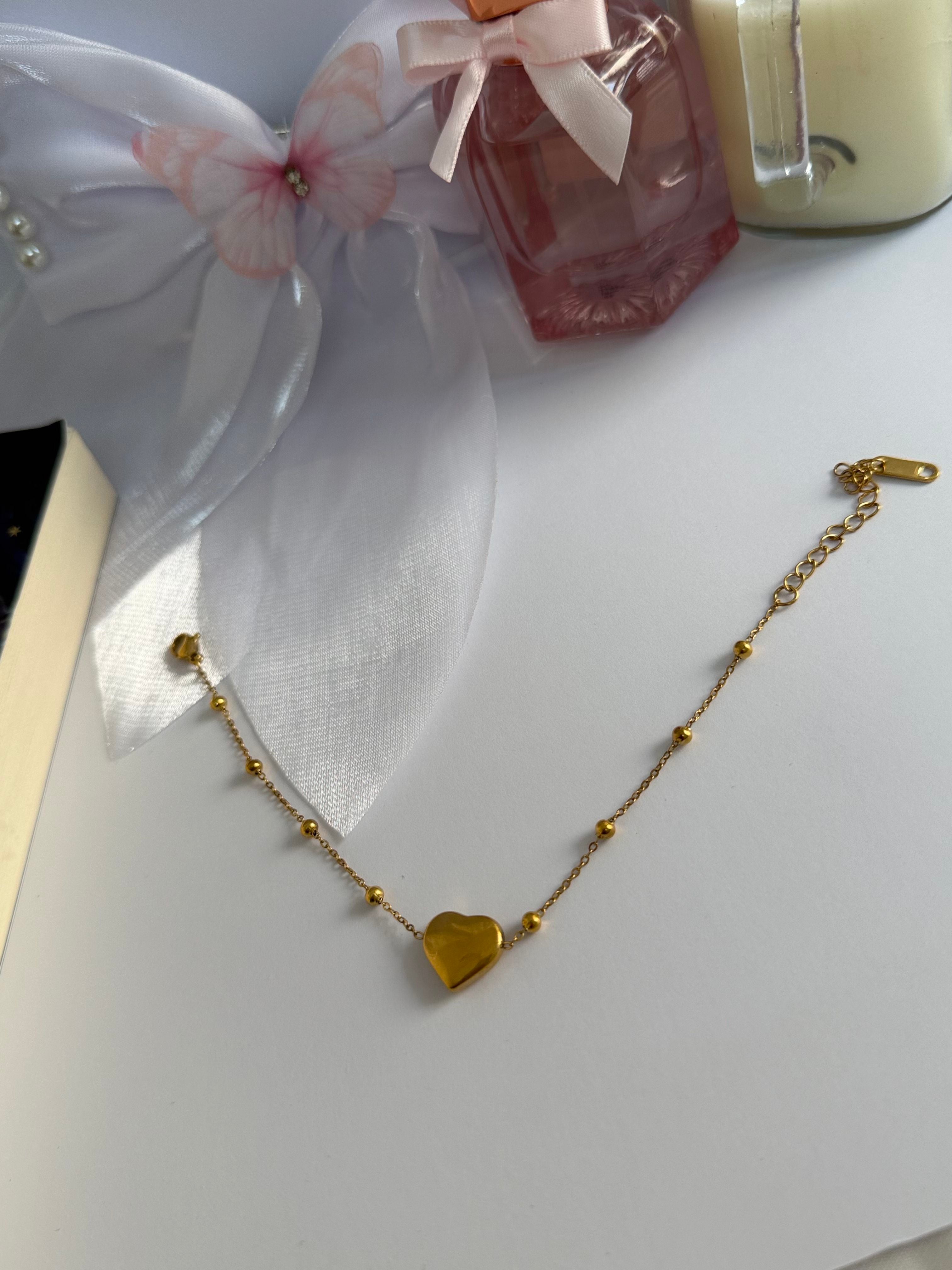Golden Heart Charm Bracelet