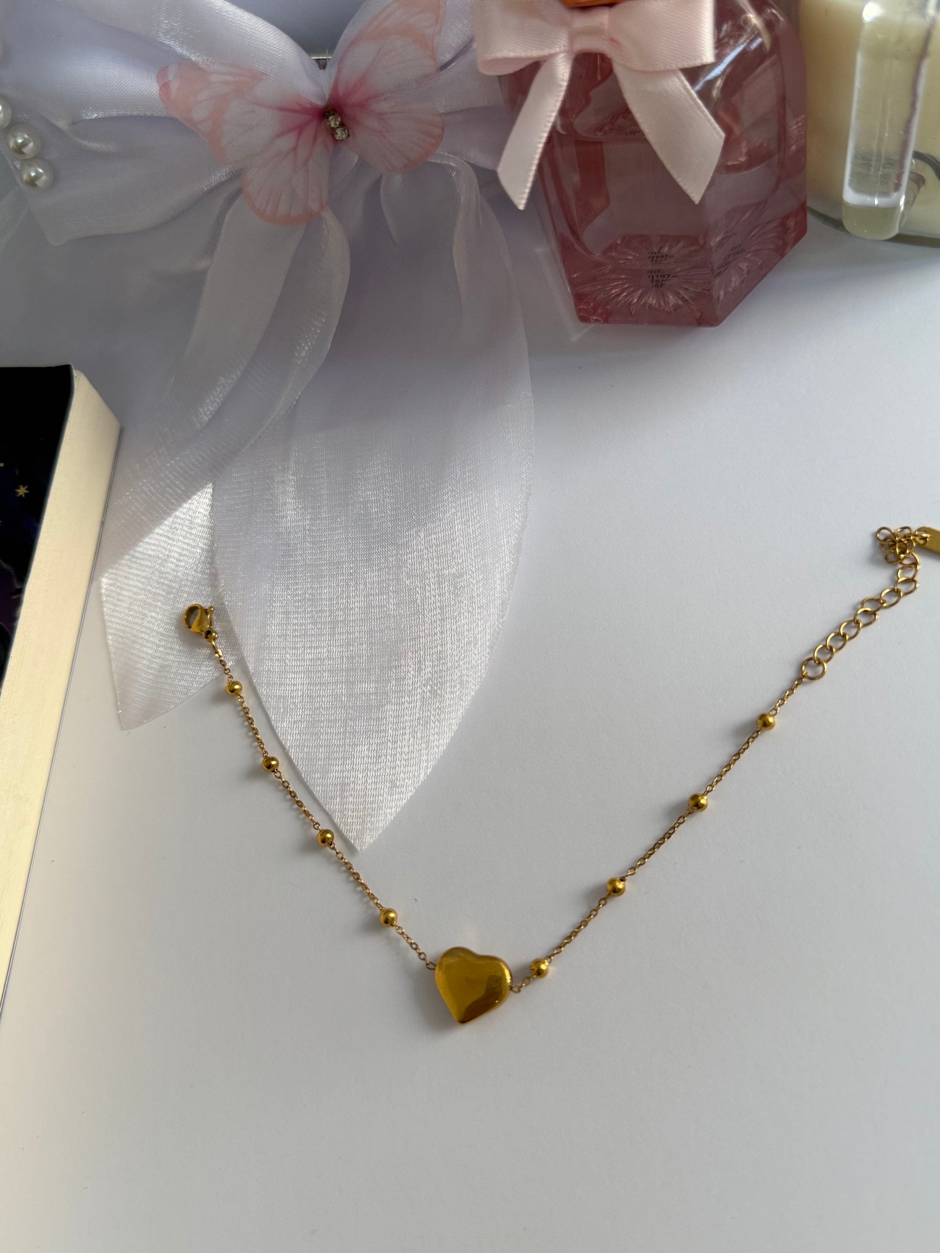 Golden Heart Charm Bracelet
