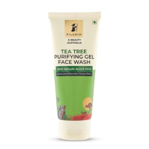 Pilgrim Tea Tree Purifying Gel Face Wash is specially formulated for acne-prone and blemish-prone skin. Inspired by A-Beauty (Australian Beauty), this gel-based cleanser deeply cleanses the skin, removes excess oil, and helps prevent breakouts without over-drying. Infused with the powerful combination of Tea Tree, Salicylic Acid, and CICA (Centella Asiatica), this face wash works effectively to unclog pores, reduce acne-causing bacteria, and calm irritated skin. Salicylic Acid helps exfoliate gently and clear impurities, while CICA soothes redness and supports skin repair. The lightweight gel formula refreshes the skin and maintains a healthy oil balance, making it suitable for daily use. With regular use, the skin feels cleaner, clearer, and more balanced.